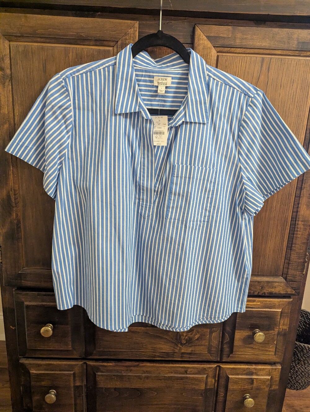 NWT J. Crew Blue & White Stripe Popover Top